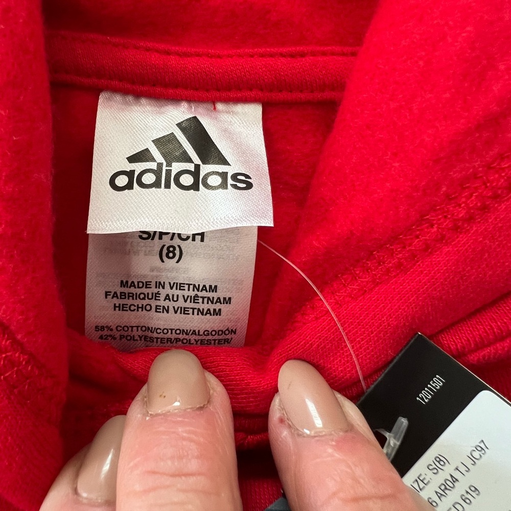 Adidas Kids Red Hoodie - Picture 4 of 7